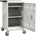 Aokleo Laptop Charging Cart,32 Devices Tablet Storage Carts for pad Up to 16.3" Screen, Classroom Computer Mobile Charging Station for Pads, Chromebooks,Laptops, Updated Password Lock(32 Bay-White)
