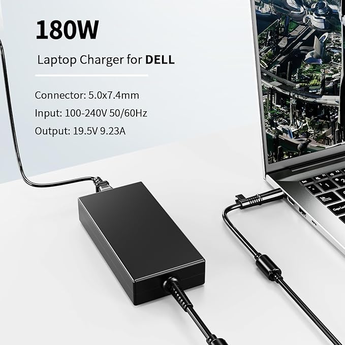 180W AC Adapter Fit for Dell Precision 7510 7520 7530 7540 7550 7560 Laptop Charger 180 Watt Dell Power Supply Cord FA180PM111 HA180PM180 DA180PM111 Dock WD19 WD22TB4