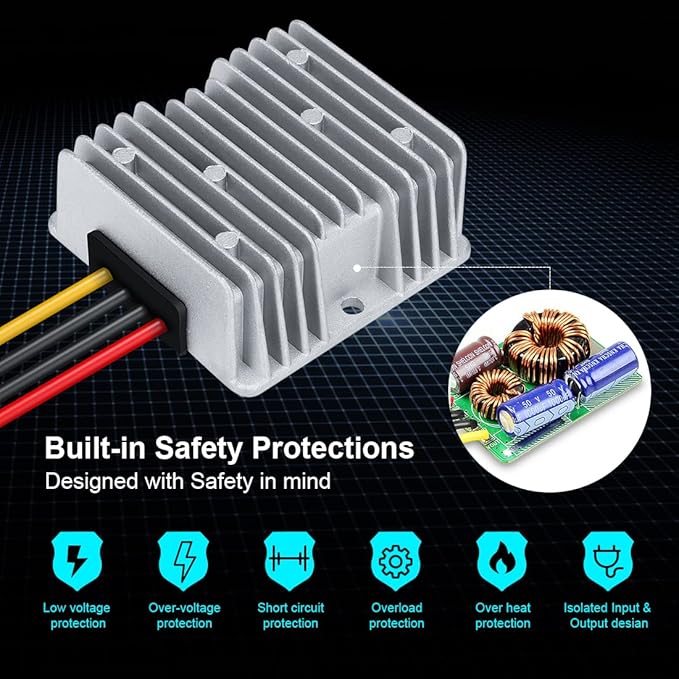 48V Step Down 12V 360W 30A DC/DC Voltage Regulator Golf Cart Reducer Converter Waterproof Module Transformer for Truck,Cart Scooter，Forklifts, Car