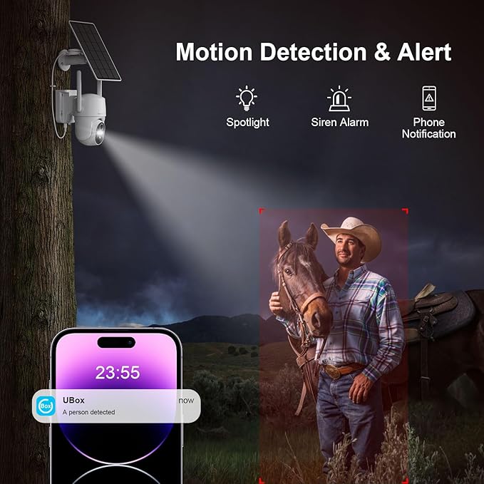 HOSAFE.COM No WiFi Security Cameras Wireless Outdoor, 4G LTE Cellular Security Camera, Solar Camera for Home Security, 360 PTZ, Human Sensor, 2K HD, 2-Way Talk, IP66