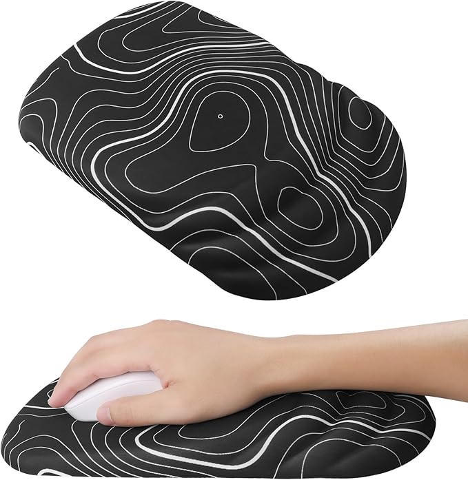 Mouse Pad Wrist Wrist Rest, Comfortable Memory Foam Wrist Rest, Non-Slip PU Base, Ergonomic Wrist Support and Arm Rests for Gaming, Office, Computer Use, Relieve Typing Pain (Black Line)