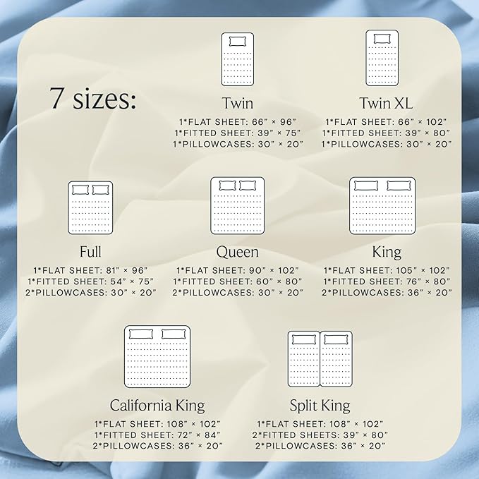 LuxClub 3 PC Twin XL Sheet Set, Deep Pockets Wrinkle Free Cooling Bed Sheets Hotel Bedding for Women, Men, Kids & Teens, Includes 1 Fitted Sheet, 1 Flat Sheet and 1 Pillowcase-Silky Soft Sky