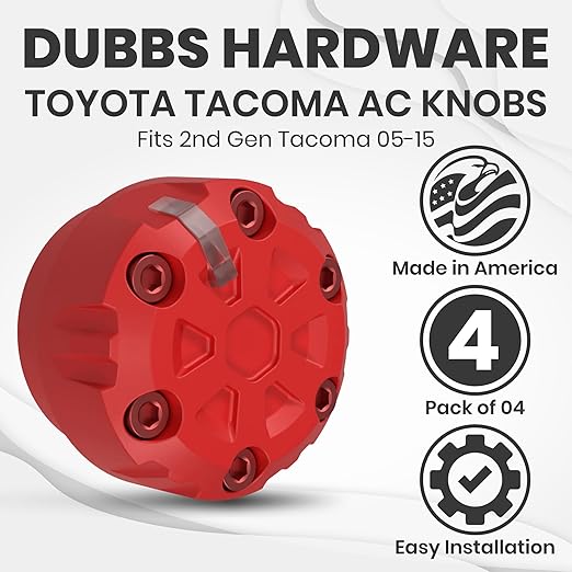 4 Pack - 2nd Gen Tacoma Accessories AC Knob Upgrade - 2005,2006,2007,2008,2009,2010,2011,2012,2013,2014,2015 Tacoma Climate Control Dial Mods Set - for Toyota Interior Replacement Kit