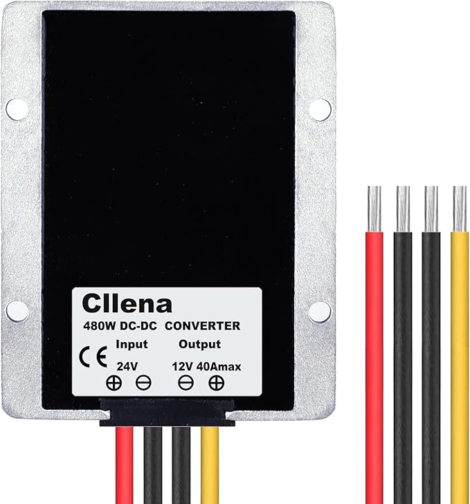 Cllena DC 24V to 12V 40A 480W Buck Transformer Waterproof Step-Down Voltage Converter Regulator