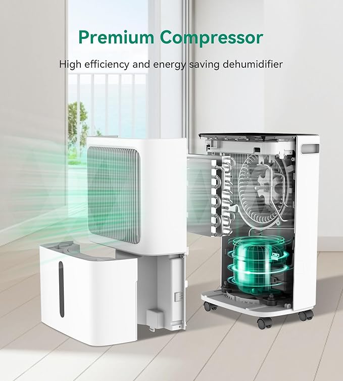 2500 Sq.Ft Dehumidifier for Basement with Drain Hose Max 34 Pints, VEAGASO Dehumidifiers for Home, Large Room, Bathroom, Bedroom, Three Modes, Intelligent Humidity Control, Dry Clothes, 24HR Timer
