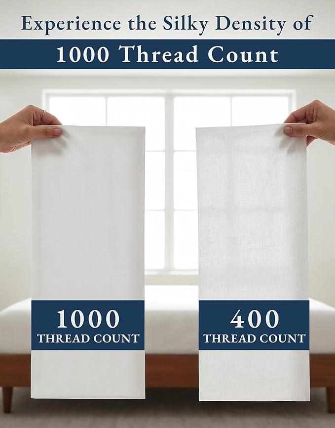 LANE LINEN 100% Egyptian Cotton Full Size Bed Sheets - 1000 Thread Count, Soft & Comfy Luxury Hotel Style Thick Size Sheet, Fully Elasticized Reinforsed Seams No Pill Natural Cooling - White Sheet
