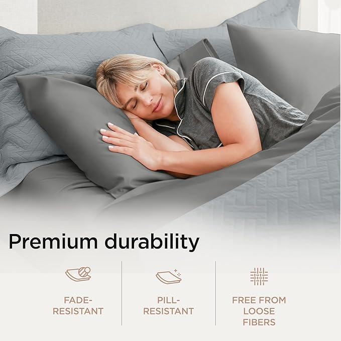 Threadmill 100% Supima Cotton Sheets, 1200 Thread Count Cotton Sheets for Cal King Size Bed, 4 Pc Dark Grey Cal King Bed Sheets Set, 5-Star Hotel Quality, Elasticized Deep Pocket Cal King Sheet