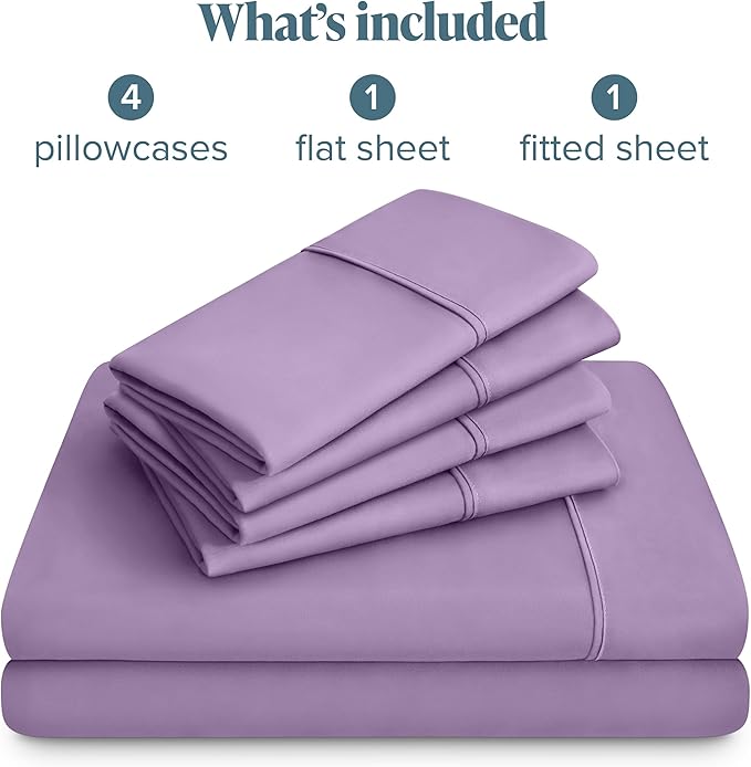 California King Sheet Set - 6 Piece Set - Hotel Luxury Bed Sheets - Ultra Soft - Deep Pockets - Easy Fit - Cooling & Breathable Sheets - Wrinkle Resistant - Lavender - Cal King Sheets - 6 PC