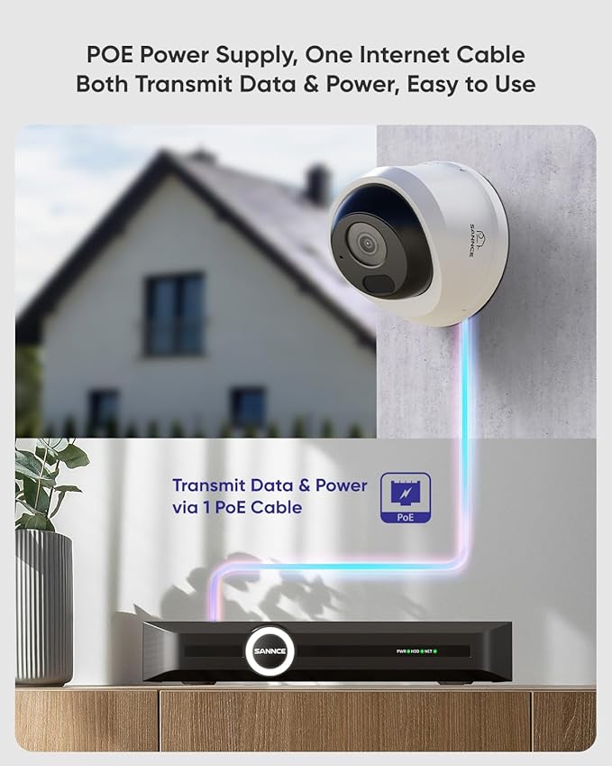SANNCE 5MP HD PoE Dome Security Camera - 100ft Dual IR Night Vision, Human and Vehicle Detection, IP67 Weatherproof, H.265+ IP Surveillance Camera for Indoor Outdoor(2 Pack)