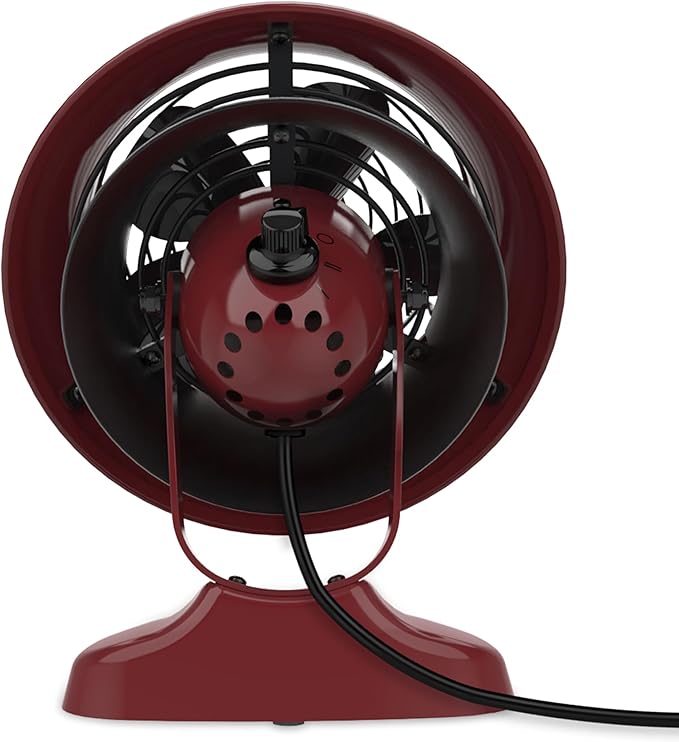 Vornado VFAN™ Mini Fan, Classic Vintage Fan, Retro Metal Air Circulator, For Desk & Bedside, 2 Speeds, Adjustable Tilt, Personal Cooling with Targeted Airflow, Quiet, Claret