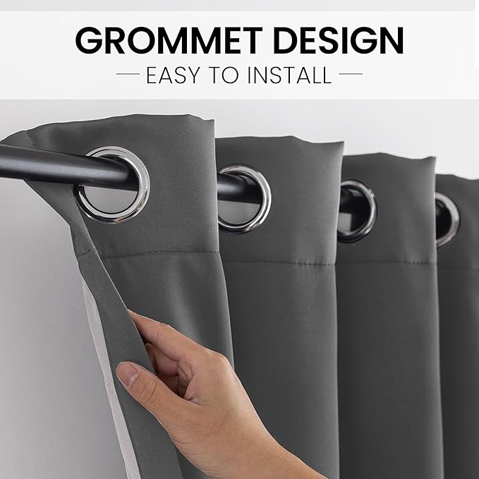 3-in-1 Layers Noice Reduction Soundproof Curtains, Grommet Full Blackout Thermal Curtains for Living Room, Bedroom(1 Panel,Grey,50" x 72")