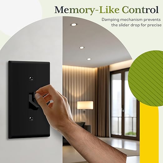 TG Digital Toggle Dimmer Light Switch for Dimmable LED, CFL and Incandescent Light Bulbs, Single Pole/ 3-Way, Wall Plate Included, UL Listed, 2 Pack, Black