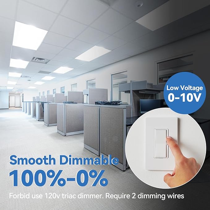 CycevSun 36-Pack 2x4 LED Flat Panel Light - Drop Ceiling, 40/50/60W Selectable, Up to 6600LM, 4CCT 3000K/4000K/5000K/6000K, 0-10V Dimmable, 100-277V, ETL Listed, 5-Year Service