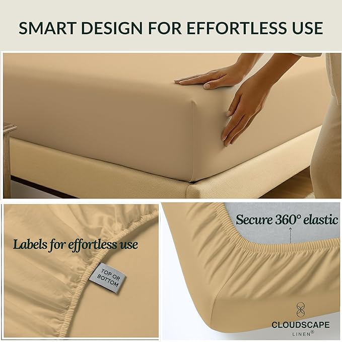 Egyptian Cotton Twin XL Size Sheets Set, 4 Linen