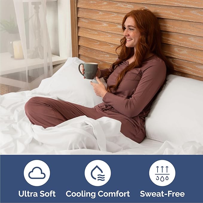 Twin 4 Piece Sheet Set - Cooling, Comfy & Breathable - Hotel Luxury Bedding, Includes Fitted Sheet for Women, Men, Kids & Teens - 1 Flat, 1 Fitted Sheet, 2 Pillowcases w/Deep Pockets - Antique White