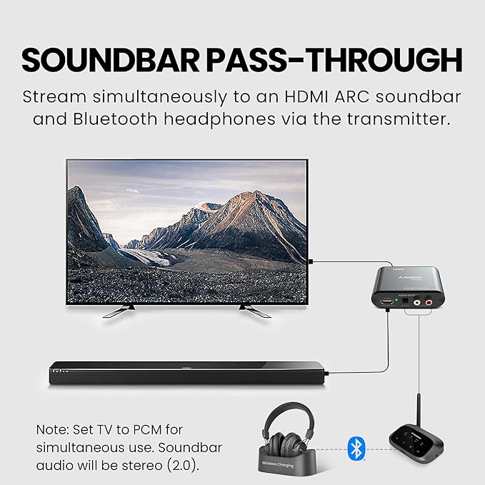 Avantree HAX06 – HDMI ARC Audio Extractor with Passthrough for TV, Soundbar & Headphones Simultaneous Use, CEC Volume Control, Optical & RCA Outputs