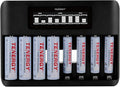 Tenergy TN480U 8-Bay LCD Display Fast Charger for NiMH/NiCD AA AAA Rechargeable Batteries with 4pcs 2500mah AA and 4pcs 1000mah AAA Rechargeable Batteries