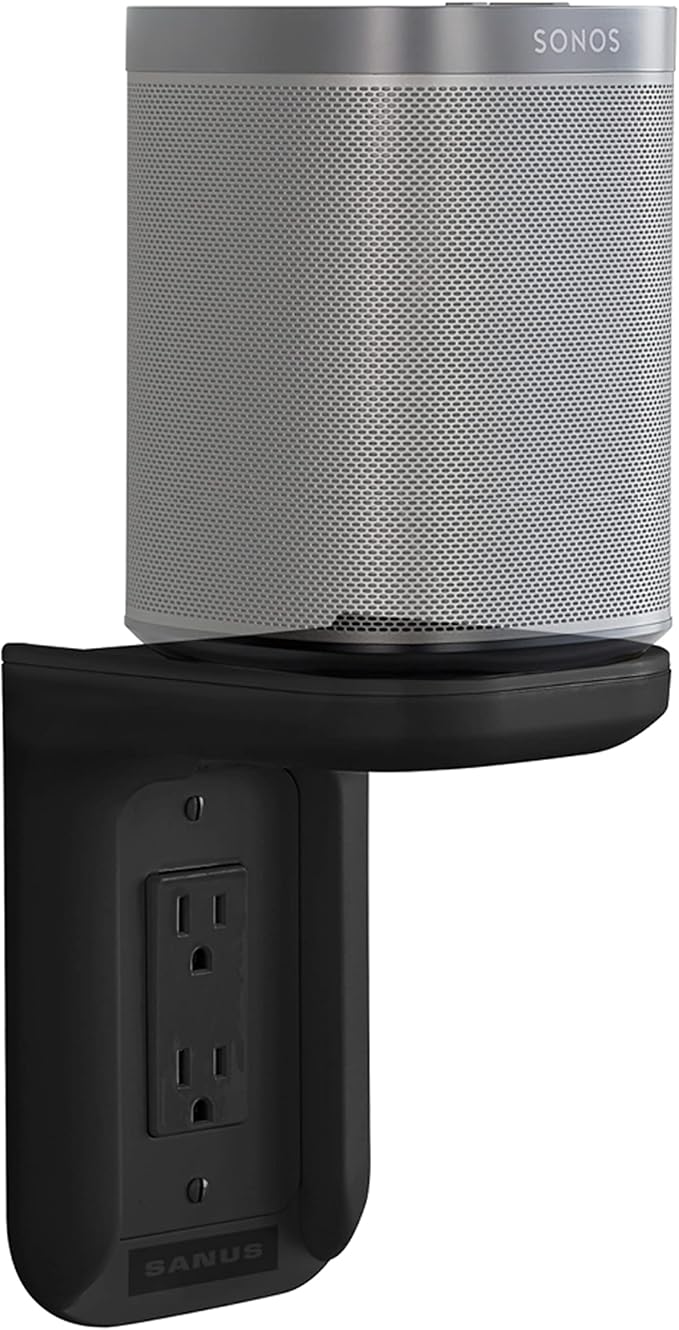Sanus Outlet Shelf - Holds Any Device Up to 10lbs & Installs in Seconds - Includes Standard & Decora Style Outlet Covers & Integrated Cable Management Channel - Works for Sonos & Smart Home Speakers