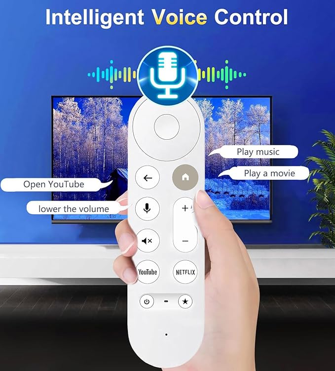 New Replacement Voice Remote Control for Chromecast-Google-TV 4K/ HD, for Google TV Streamer 4K Box, with Voice Function, with 2 Shortcut Buttons