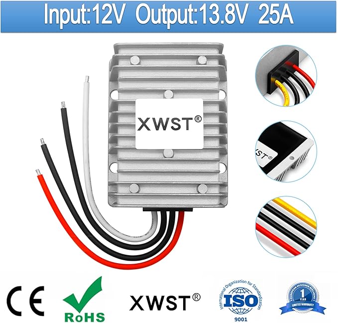 DC DC 12V to 13.8V 25A Step-up Module,Boost Converter 9V-13V to 13.8V Voltage Regulator,Waterproof Power Adapt 345W 13.8V Volt Transformer Module (12V to 13.8V 25A)