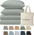 Cloud Scape Linen 100% Egyptian Cotton Sheets for Queen Size Bed, 400 Thread Count, 4 Pieces Bedding Set, Hotel Quality, Silky Soft, Deep Pockets up to 17”, Mineral