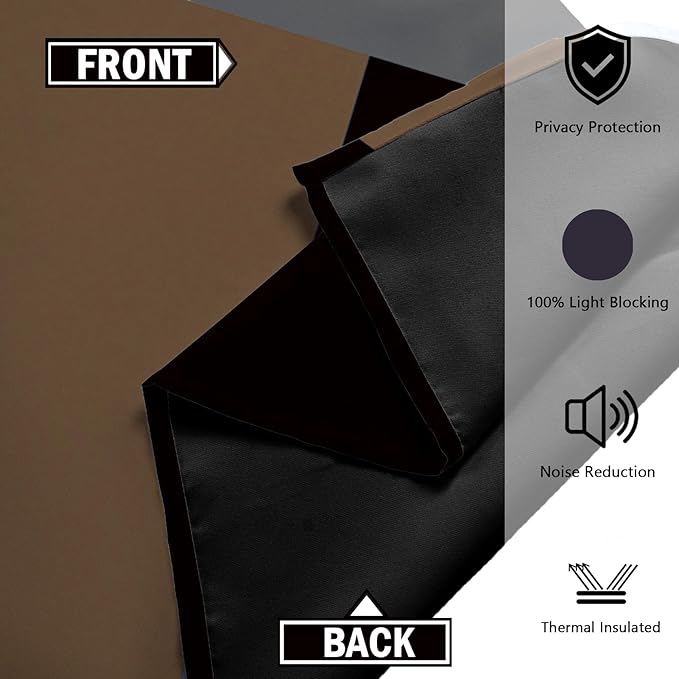 Brown 100% Blackout Curtains for Bedroom 84 inch Long 2 Panels Set Black White Gray Modern Abstract Geometric Black Out Curtains Insulated Room Darkening Window Drapes for Living Room, 52Wx84L