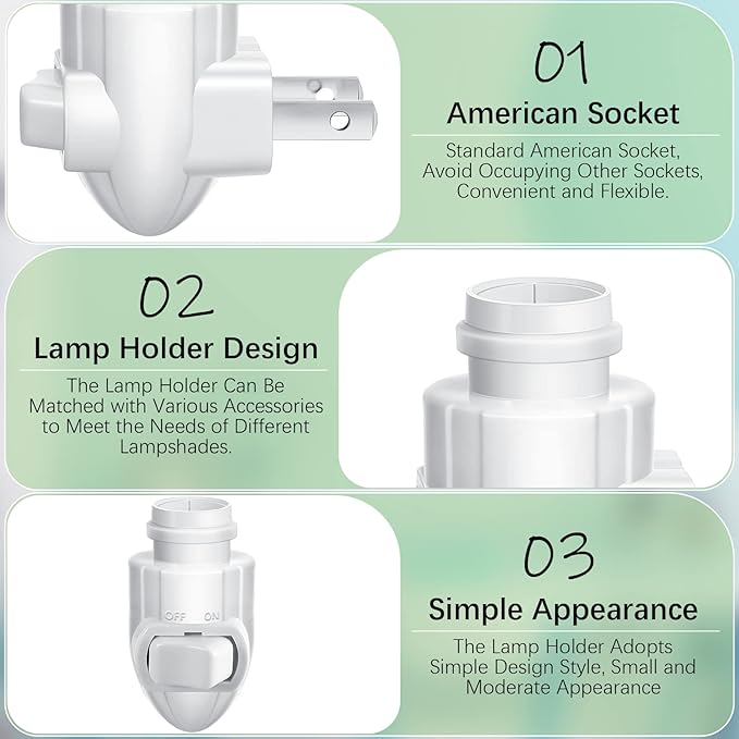 Tuanse 20 Sets Plug in Night Light Module Night Light Base with Shade Mounting Clip Plastic Lights Rotating Base for Making Your Own Decorative (White)