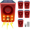 ChunHee Solar Outdoor Motion Sensor Alarm with Dog Barking Gunshot Sound, Support Recording and Adjustable Volume, 130db Loud Noise Maker 3 Work Modes Strobe Light for Home, Villa, Farm, Barn (6pack)