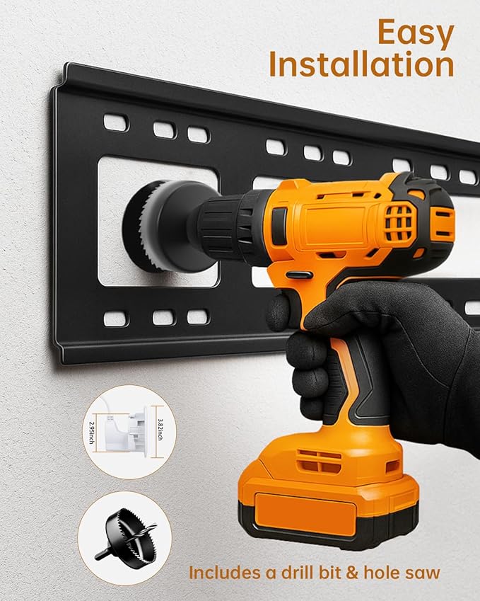 HAPYTHDA in-Wall Cable Management Kit, Wire Hider for Power & Low Voltage Cables, TV Cord Hider for Wall Mounted TV, TV Cable Hider Wall Kit, Includes Hole Saw Drill Attachment