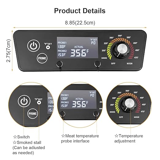 Upgraded Control Board for Pit Boss Wood Pellet Grills, Pit Boss Control Panel Thermometer Controller Replacement Compatible with Pit Boss P7-340/700/1000/540/440FB1 Matte Black with LCD Display