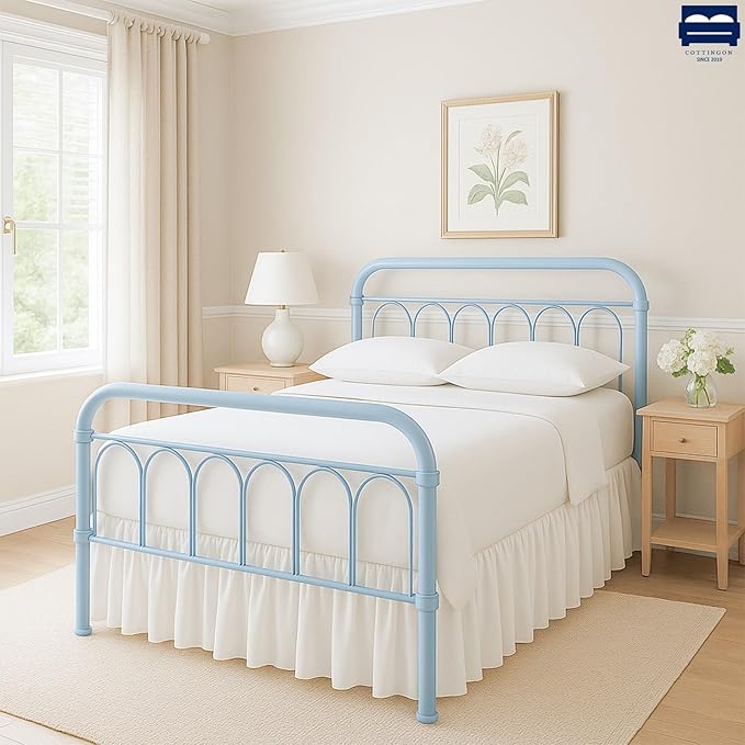 Ruffled Bed Skirt with Split Corners-Dust Ruffle - 24" Drop 100% Microfiber Soft,Sheen & Luxurious Look - Bed Skirts (White -Full)