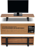 ULTRARM Moodular Wooden Monitor Stand 33.4” (85cm) Desk Organizer with Metal Slide Rails for Drawer, Tray, Laptop, Tablet, Phone & Headphones Customizable Riser for Organized Workspace Walnut MS85-W