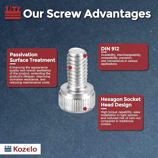 Kozelo 100pcs Socket Head Cap Screws - [M4-0.7 x 8mm] 304 Stainless Steel Allen Socket Drive for Electrical Motor 3D Printing Fan Engine Replacement Use, Silver