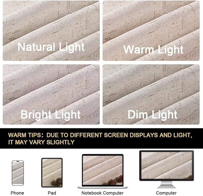 PrinceDeco 100% Blackout Curtains for Living Room Sliding Door Curtain Blackout Curtains 96 Inches Long Patio Drapes for Sliding Door Thermal Insulated Curtain,W100 X L96 Inch, Natural