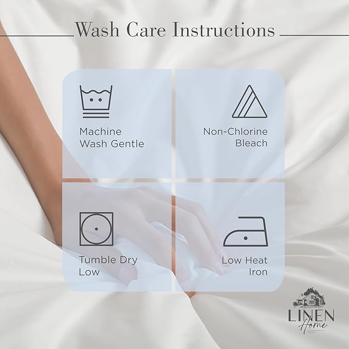 Linen Home 100% Cotton Percale Sheet Set, Cal King Size, White, Deep Pocket, 6 Pieces Set - 1 Flat, 1 Deep Pocket Fitted Sheet and 4 Pillowcases, Crisp Cool and Strong Bed Linen