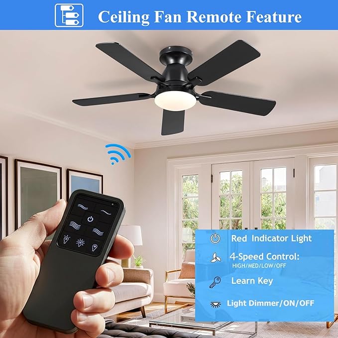 Replacement Remote for Westinghouse Ceiling Fan Remote 7787900 7788200, 4-Speed Dimming Fan Remote Control with Backlit Buttons,Easy to Set with Mount Holder-Remote only