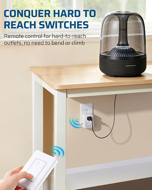 DEWENWILS Wireless Remote Wall Switch and Outlet, No Wiring, On Off Power Plug, Expandable Remote Control Outlet Light Switch, 100Ft RF Range