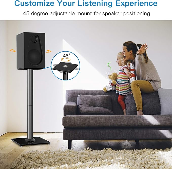 PERLESMITH Universal Floor Speaker Stands for Surround Sound up to 22LB, 27.56 Inch Bookshelf Speaker Stand for Klipsch, Polk, Yamaha & Other Large Satellite, Bookshelf Speakers, Studio Monitors,1 P