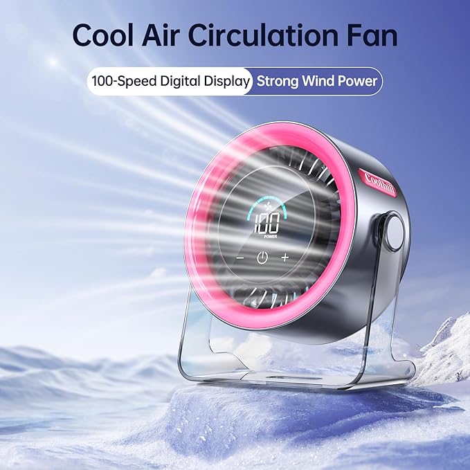 Coolhill Handheld Portable Fan with Ice Cooler: 100-Speed 5500mAh Rechargeable Handheld Fan, 12H Time Hand Cooling Personal Fans with 20000 RPM Air Turbo Tech for Travel Outdoor (Pink)