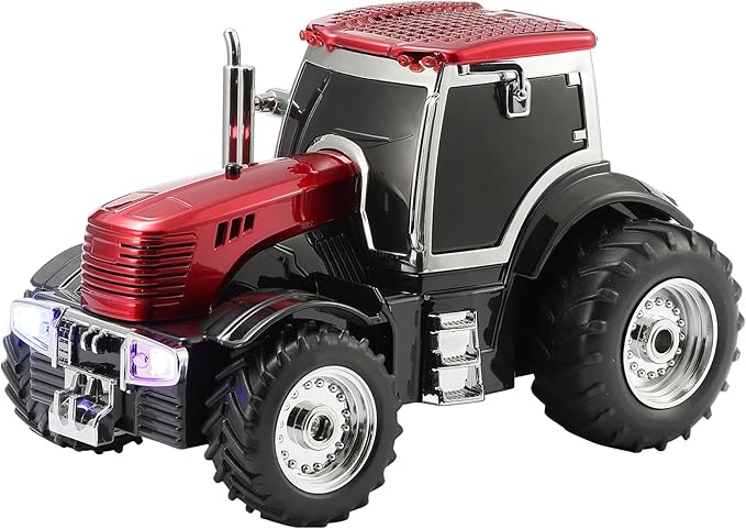 Tractor Head Bluetooth Speaker – unique Bluetooth car speaker with HD stereo, TWS pairing, LED party lights, portable wireless outdoor speaker, car model decoration, and a great gift for men (RED)