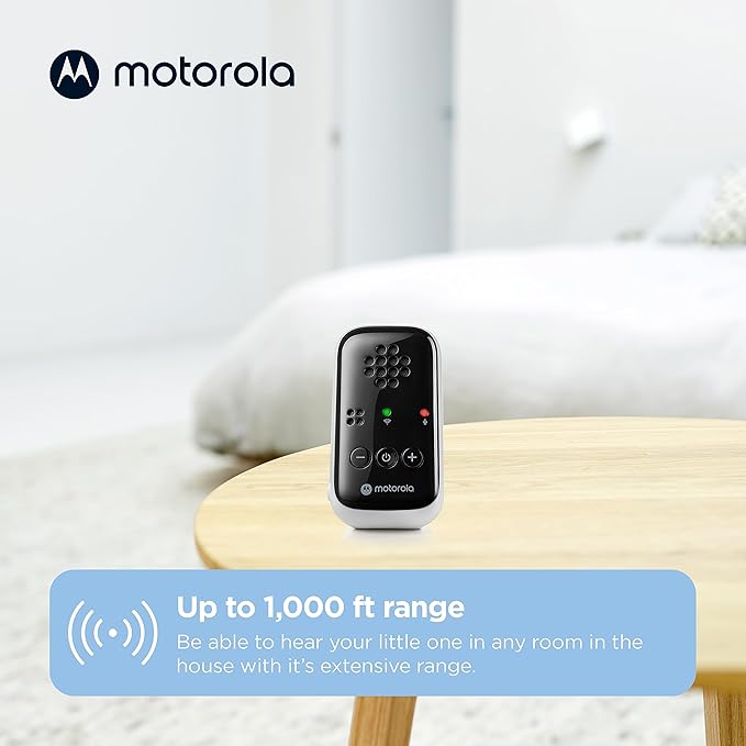 Motorola Nursery Baby Monitor, 1000ft Range PIP10 Audio Only, No WiFi Needed, Cry Detection, Alert Light, Portable Parent Unit for Easy Monitoring