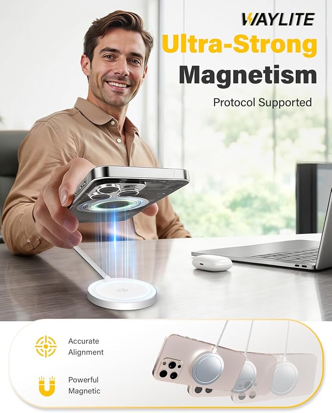 25W Magnetic Wireless Charger for iPhone 17/16, Qi2 Fast Charging Pad for iPhone 17/16/15/14/13/12 Series for AirPods, Strong Magnet, Ultra-Thin & Portable Charger Mat for Desk & Bedside, 2Pack