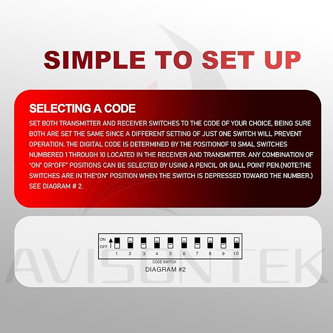 2 X Multi-Code 3089 3060 MultiCode 308911 Linear MCS308911, 10 Dip Switch Gate Opener Remote 300MHZ, Multi Code Garage Door Opener【10-Year-Warranty】