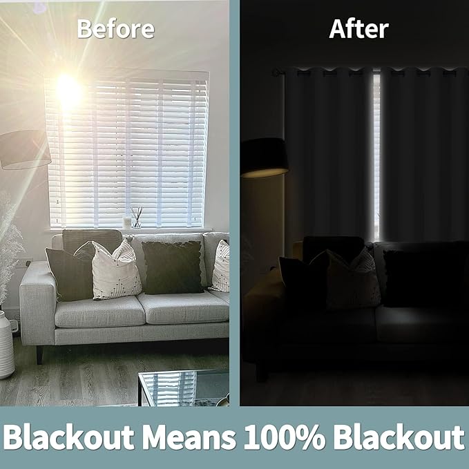 BGment 45 Inch Curtains for Bedroom - Short Blackout Curtains for Small Window/Cafe Thermal Insulated Grommet Drapes, 2 Panels, Each 42 Inch Wide, Greyish White