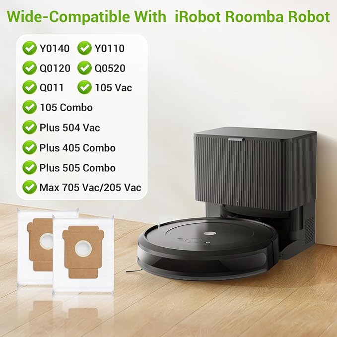 Bluevisk 16 Pack Plus 405 Combo Dust Bags for Roomba Essential Q0520/Plus 405 Combo/Plus 505 Combo/Plus 504 Vac/Y0140 Combo/Y0110/Q0120/Q011/104 Combo/105 Combo/105 Vac/Max 705 Vac/205 Vac Dust Bag