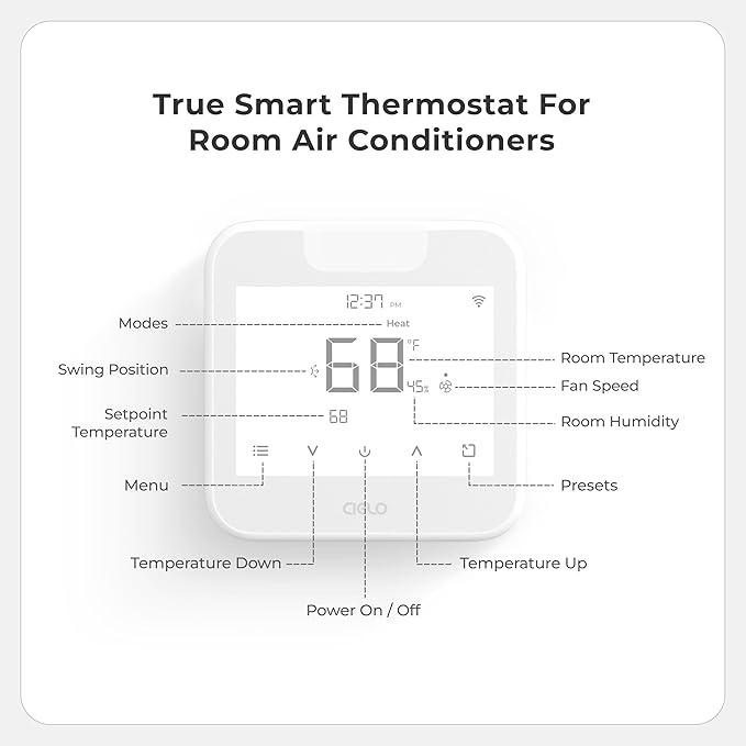 Breez Max | ENERGY STAR CERTIFIED Smart AC Controller | WiFi Thermostat for Mini-Split, Window, Portable ACs/Heat Pumps | AI-Based Tech | Free App, No Subscriptions | Alexa, Google, IFTTT etc. (White)