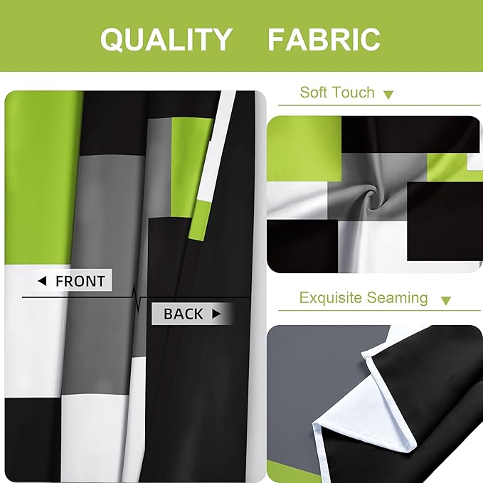 Lime Green 100% Blackout Curtains for Bedroom 84 inch Length 2 Panels Set Light Fresh Modern Abstract Geometric Black Out Curtains Insulated Room Darkening Window Drapes for Living Room, 52Wx84L