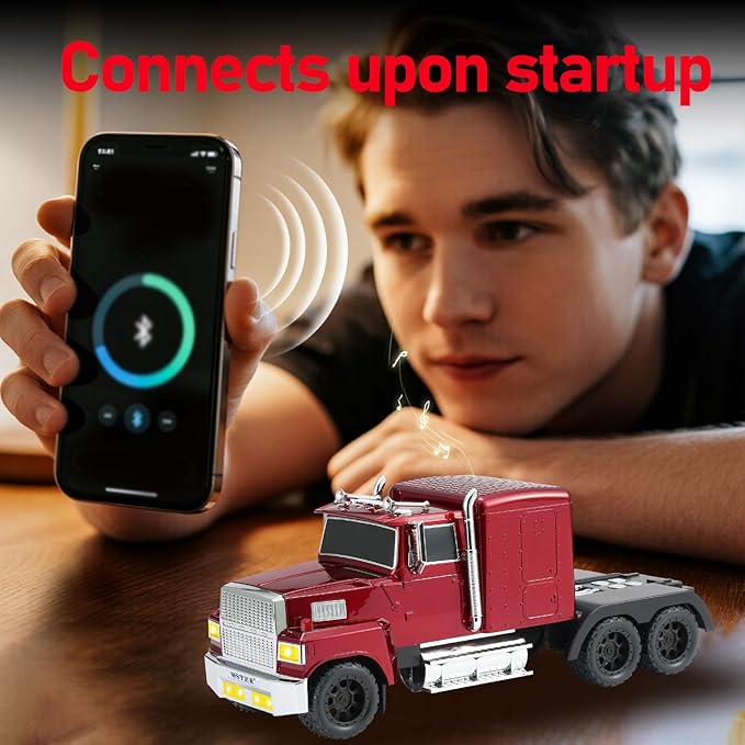 WSTER American Truck Bluetooth Speaker, Retro Car Model，Portable Wireless with HD Stereo Sound, TWS Pairing, USB/TF/AUX Playback, Unique Truck Model Speaker for Home & Outdoor(RED)