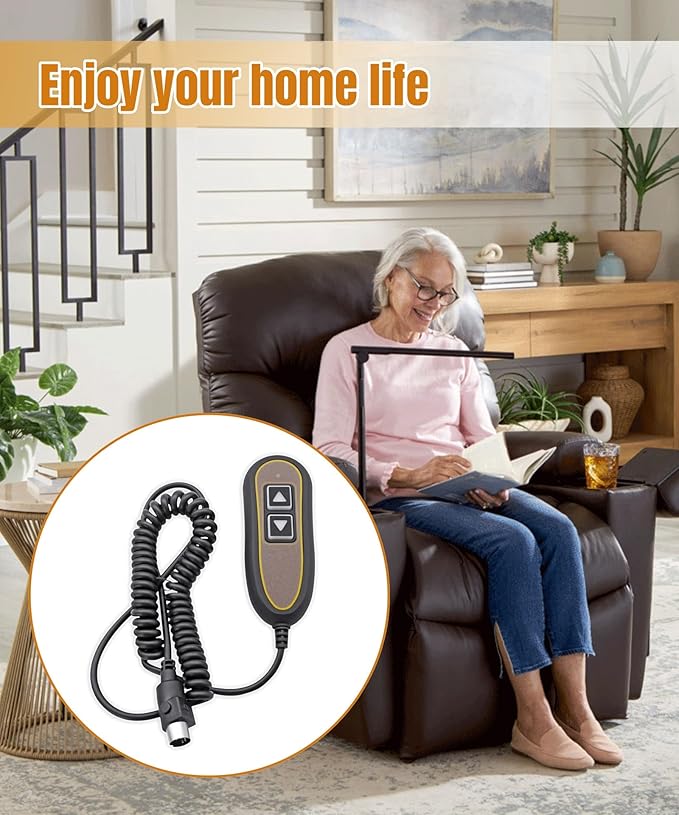 AWTURBO 2 Button 5 Pin Remote Replace Model ZK1200-HC Power Recliner Lift Chair Hand Control Replacement with USB and Backlight