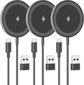 3Pack Magnetic Wireless Charging Pad: 15W Fast Qi Wireless Charger for iPhone 17 16e 16 15 14 13 12 Series & AirPods 4 3 2 Pro 3 - Strong Magnet Dual Ports Slim Portable for Travel Home Office